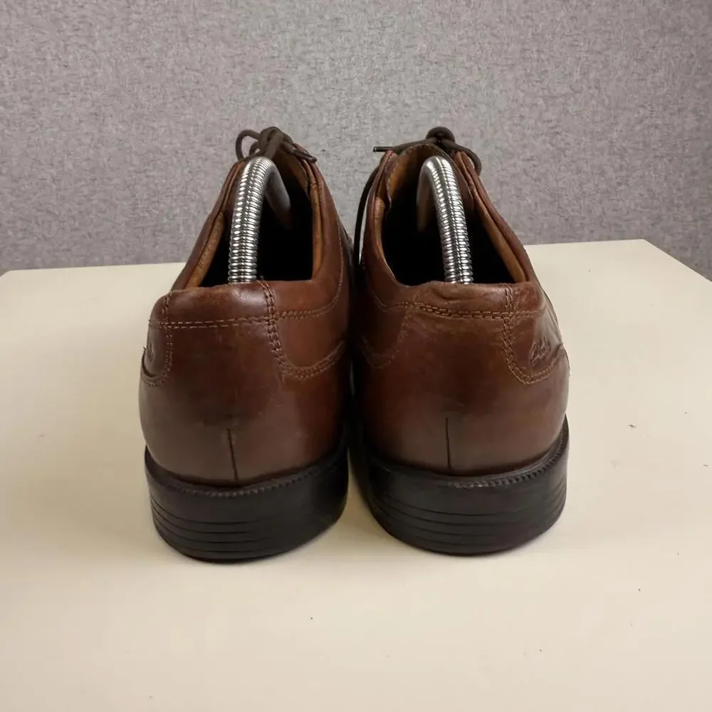 Clarks Tilden Walk Mens Bike Brown Leather Oxford Dress Shoes Size 11